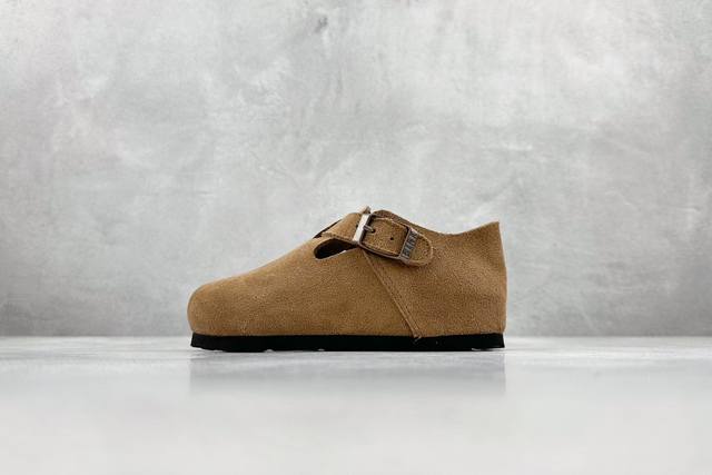 160 Ra 童鞋 博肯Birkenstock 棕色 勃肯全包系列 勃肯伦敦系列低帮牛皮绒面革平底复古软木休闲鞋！！！
