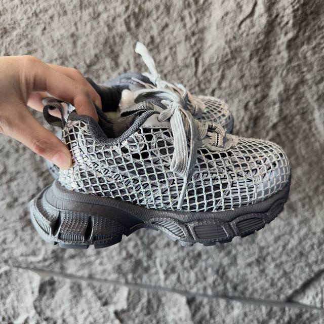 160 Balenciaga 3Xl水钻童鞋 巴黎世家厚底增高鞋3Xl渔网水钻复古休闲百搭鞋 系带方式:系带+内侧魔术 26-37