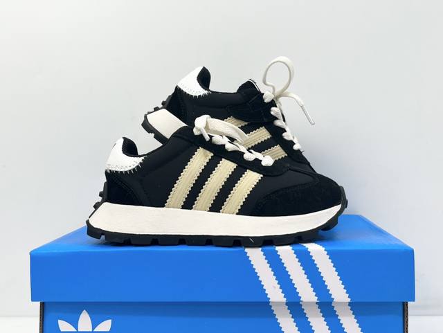 特价80 阿迪儿童老爹运动鞋 Size：26-37码 经典三条纹系列，阿甘款式复古百搭 魔术贴假鞋带设计，穿脱超方便 耐磨防滑大底，脚感超赞