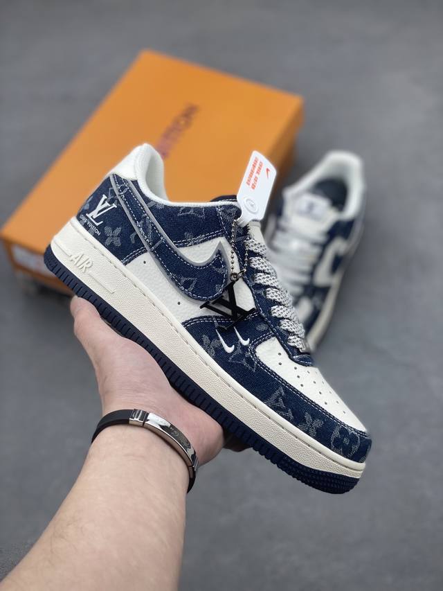 本地自取260 海外限量发售！公司级Nike Air Force 1 '07 Low “Lv联名--深海蓝”空军一号 低帮 运动鞋 休闲鞋 折边针车 工艺难度大