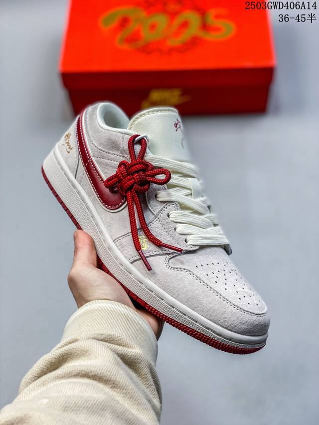 340 nike Jordan Air Jordan 1“蛇年限定——猪八红勾” 高端定制 低帮 复古 减震 防滑 耐磨 篮球鞋 定制鞋盒 大厂纯原品质出货 超