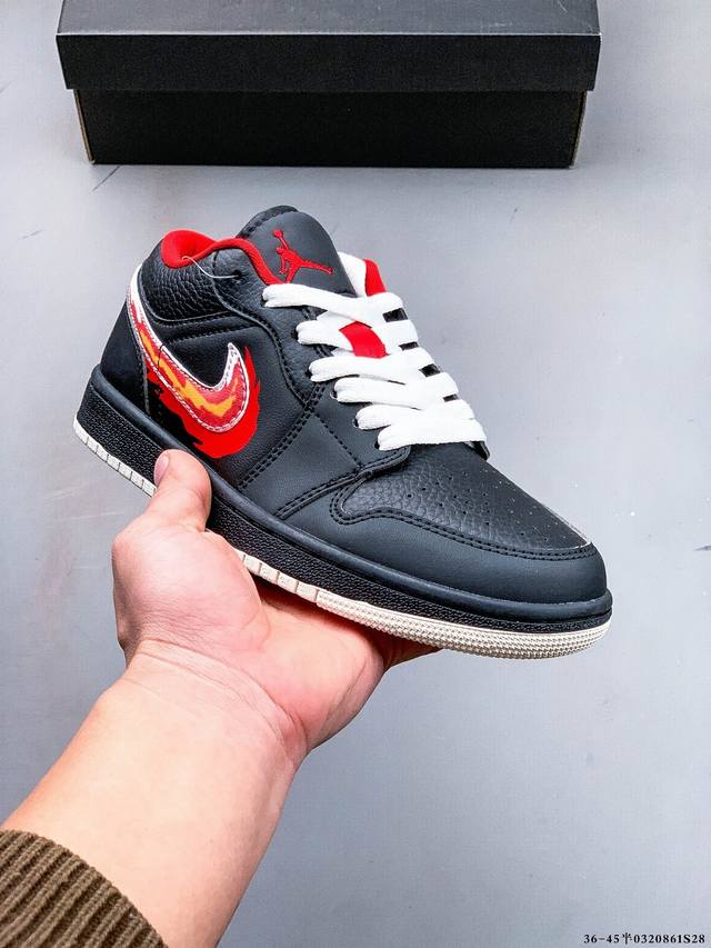 200 公司级头层！耐克Nike Air Jordan 1 Low Aj1 乔1 低帮潮流运动休闲板鞋。Aj1 低帮拼接 完美版型真头层牛皮# 内置缓震气垫 原