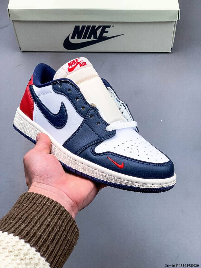 210 公司级头层！耐克Nike Air Jordan 1 Low Aj1 乔1 低帮潮流运动休闲板鞋。Aj1 低帮拼接 完美版型真头层牛皮# 内置缓震气垫 原
