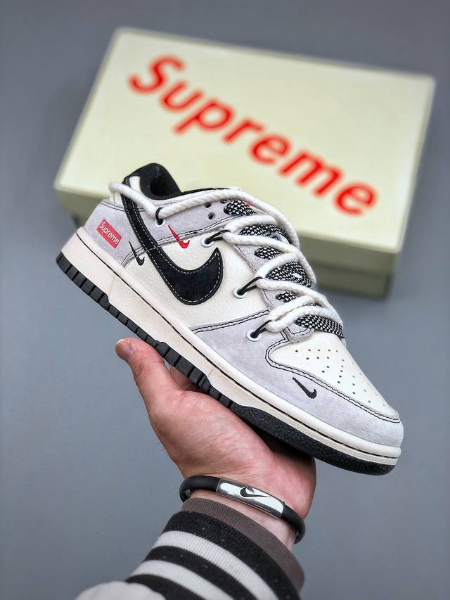 450支持放店 Nike Sb Dunk Low X Supreme 白黑红三小钩绑带满天星纯原大厂出品 极力推荐原装头层材料 独家版型蒸餾加工帶來的是更好的视
