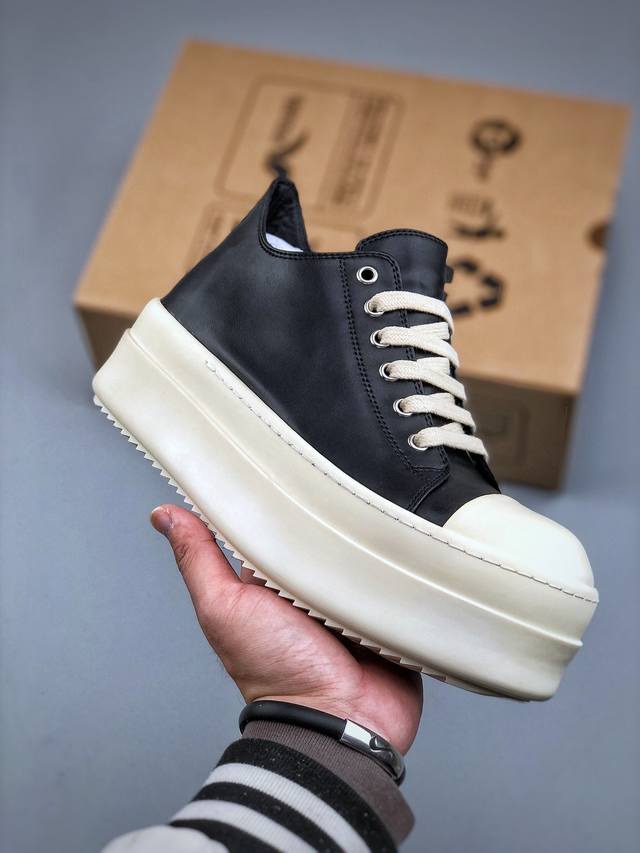760支持放店 莞产G版，Ro / Rick Owens 瑞克·欧文斯【主线】 【款式】 大匡威//低帮/经典底/ 厚底 皮面 低帮 西瓜头 【皮料】 东莞原厂
