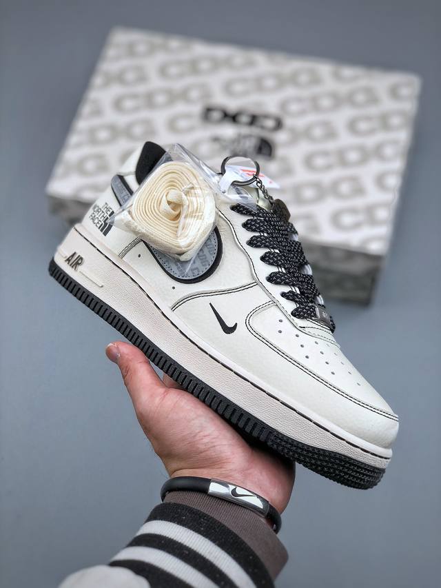 390支持放店 Nike Air Force 1'07 Low 北面联名 Cdg米黑线条 空军一号低帮休闲板鞋 Hh7518-050 #原楦头原纸板 原装鞋盒