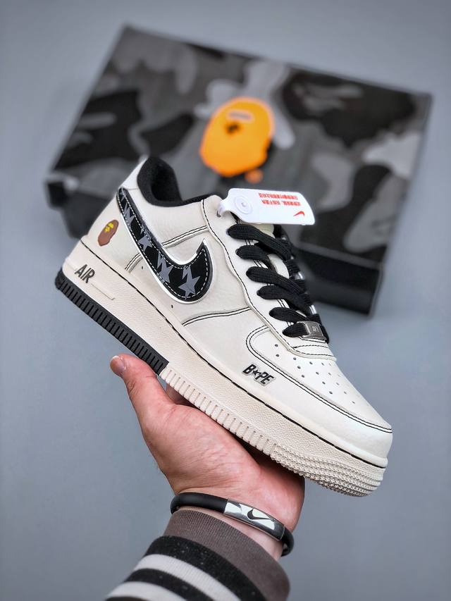 390支持放店 Nike Air Force 1'07 Low Bape联名 双拼老人头 空军一号低帮休闲板鞋 Xs1958-523 #原楦头原纸板 原装鞋盒