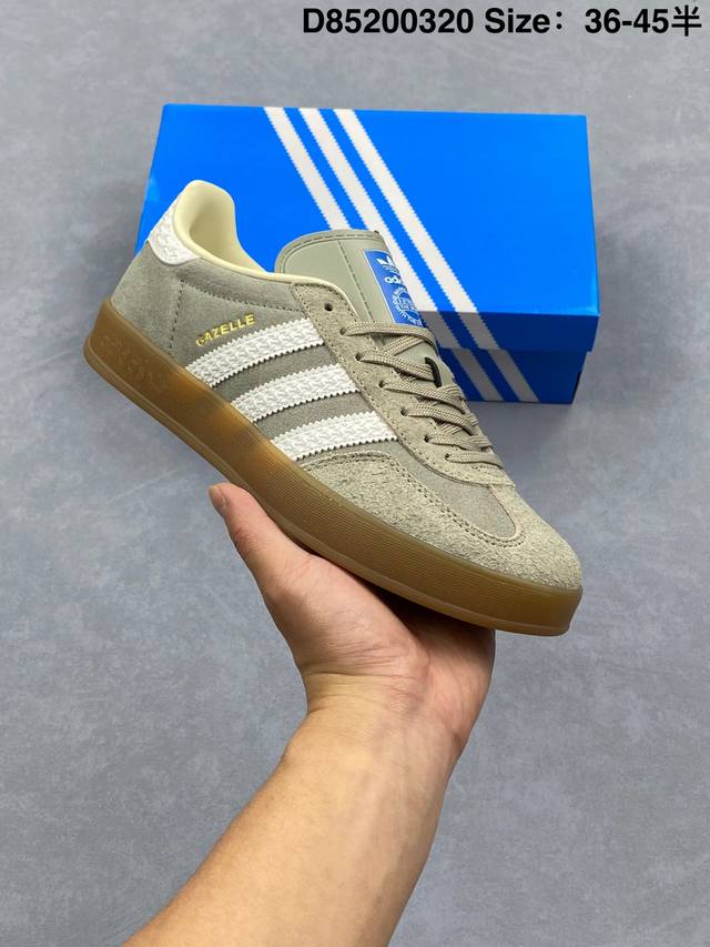 140 公司级Adidas Originals Gazelle Indoor 三叶草休闲防滑耐磨低帮板鞋 鞋头出色设计 塑就出众贴合感 稳固的后跟贴合足部曲线设