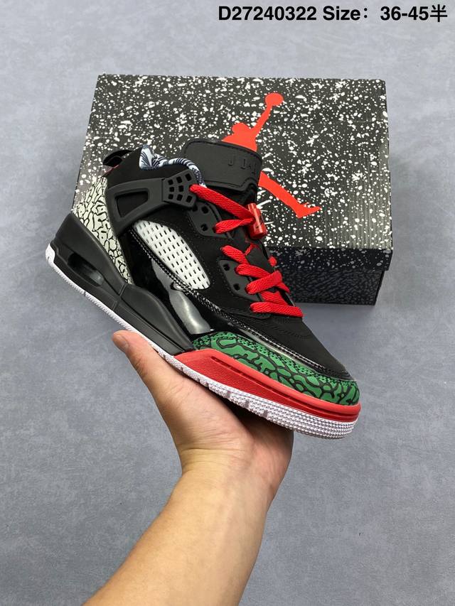 170 耐克 Nike Jordan Spizike Low 经典爆裂纹复古运动篮球鞋！全新低帮造型吸睛！整双鞋在融合了 Air Jordan 经典鞋款中的标志