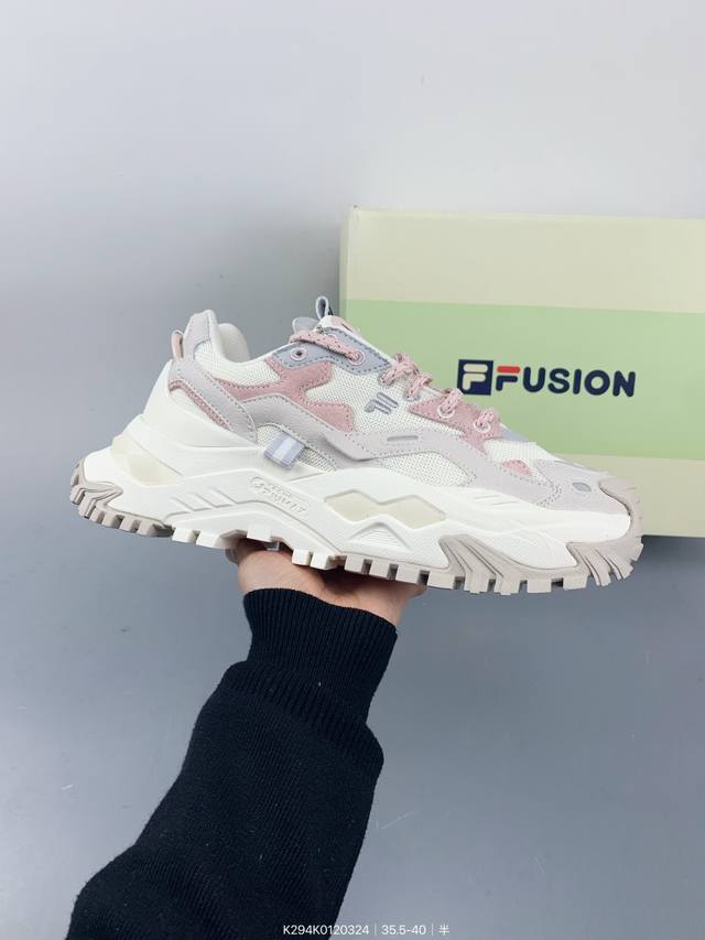 ：210 公司级Fila Fusion斐乐潮牌 Bianco 织物合成革 硬糖 拼接减震防滑耐磨透气 低帮 老爹鞋 size：如图 编码：K294K012032