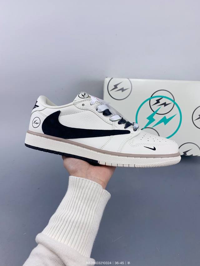 ：230 公司级 Travis Scott X Fragment Design X Jordan Air Jordan 1 Low Og Sp “闪电联名——米