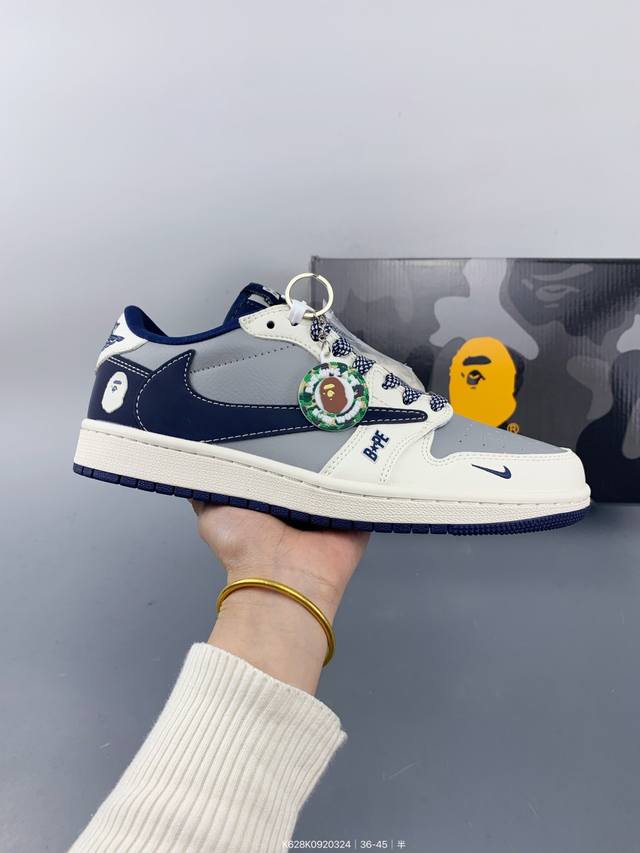 ：310 travis Scott X Fragment Design X Jordan Air Jordan 1 Low Og Sp “Bape联名——米深蓝