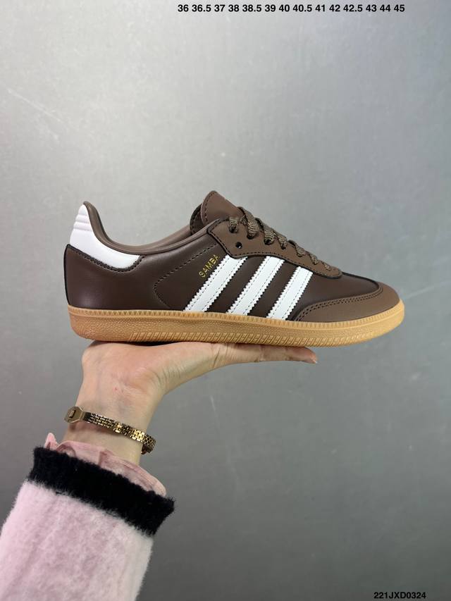 180 公司级Adidas Originals Samba Og桑巴舞系列绅士德训足球风百搭低帮休闲运动板鞋“尼龙军绿白生胶底” 货号：Ie6522 尺码36-