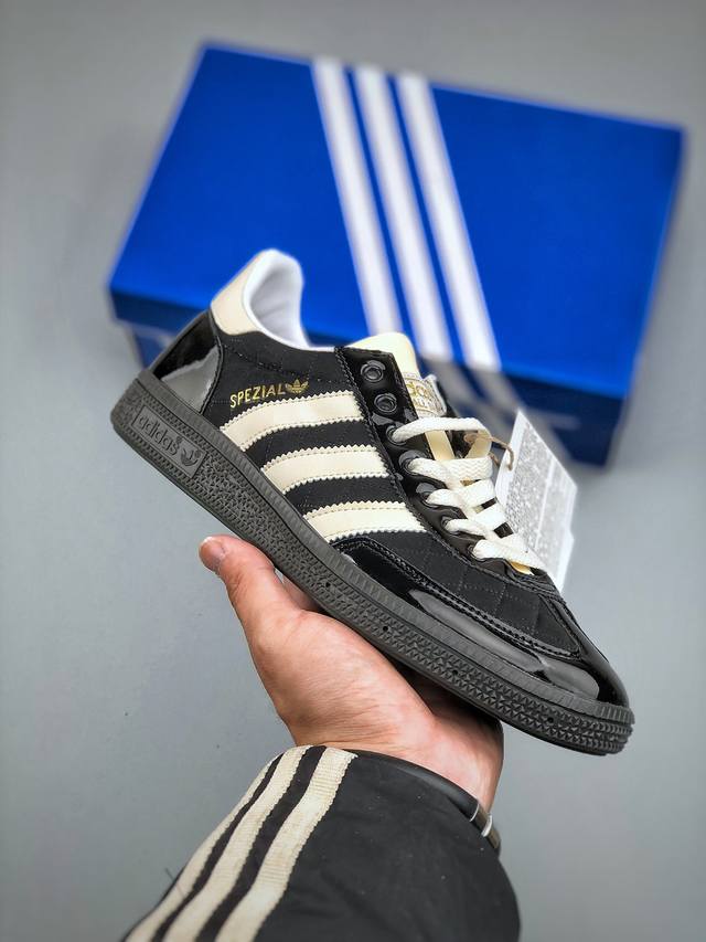 140 Adidas Originals Handball Spzl 手球运动员系列百搭休闲运动板鞋Sf“亮皮黑白菱纹小香风”Jp7370 尺码：36-45（半