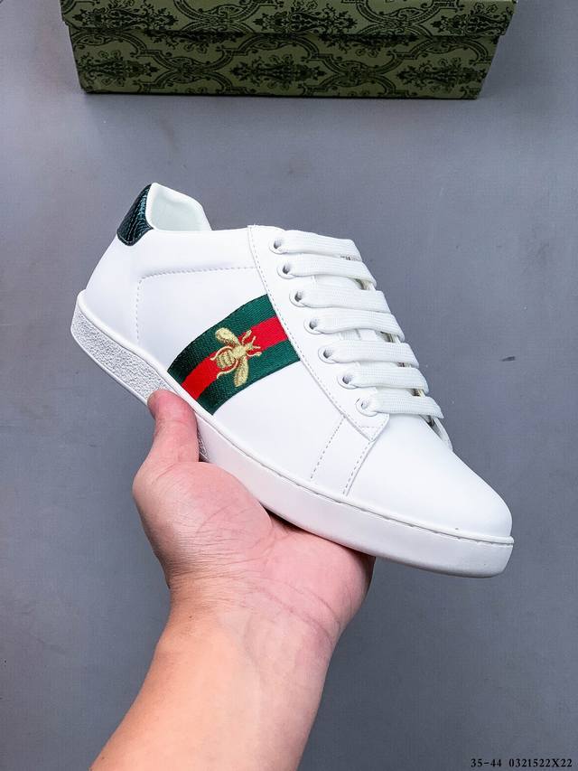 160 gucci 官网主推 长青经典爆款春季必火 古驰小蜜蜂刺绣小白鞋系列 0321522X22