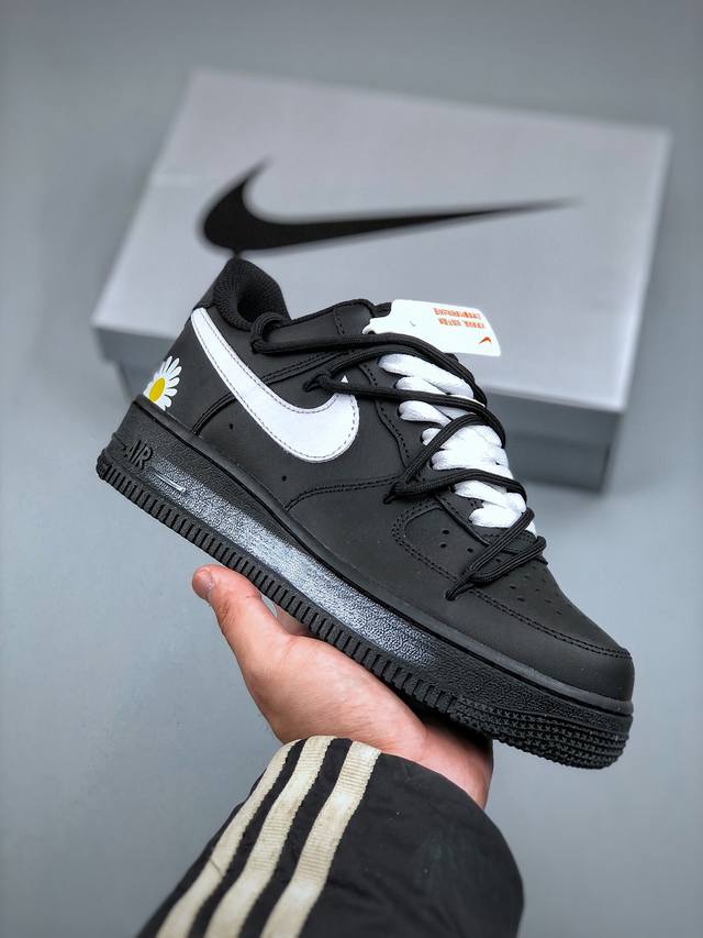 390支持放店 Nike Air Force 1‘07 Low 二次元主题 小雏菊 黑白涂鸦手绘 空军一号低帮休闲板鞋 #原楦头原纸板 原装鞋盒 定制五金配件