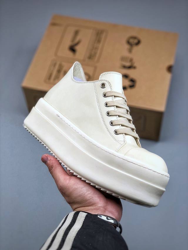 760支持放店 莞产G版，Ro / Rick Owens 瑞克·欧文斯【主线】 【款式】 大匡威//低帮/经典底/ 厚底 皮面 低帮 西瓜头 【皮料】 东莞原厂