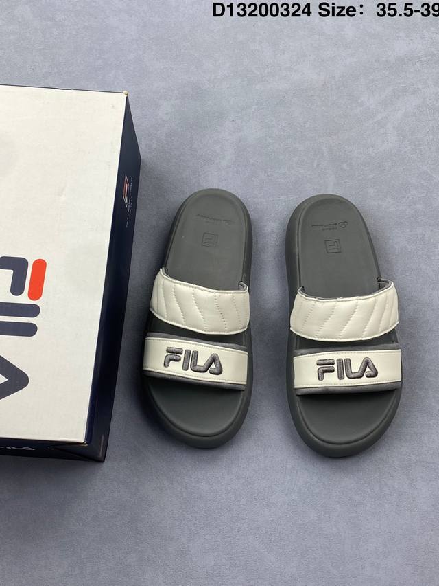 140 公司级Fila斐乐 Donut 摩登系列 厚底休闲防滑一字拖鞋 货号:F12W221503Fgb 尺码:如图 id:D13200324