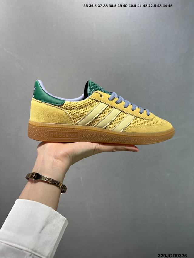 160 公司级 Adidas Originals Handball Spzl 手球运动员系列百搭休闲运动板鞋“翻毛奶油黄生胶底”Gy7407 尺码：36-45（