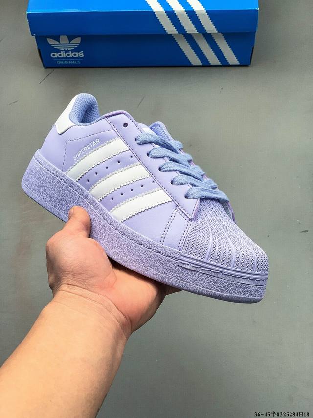 130 公司级！阿迪达斯Adidas Superstar Xlg 贝壳头厚底增高百搭休闲运动板鞋 原楦原纸版数据开发 采用头层皮革材质打造 正确鞋垫 正确底模及