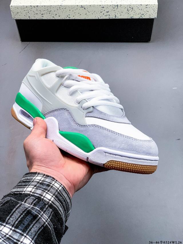 180 air Jordan Aj4 Rm 重制版低帮复古篮球鞋 实拍首发 采用了低帮的设计 并保留了众多Aj4的经典元素 鞋身以皮革 麂皮材质拼接打造 aj4