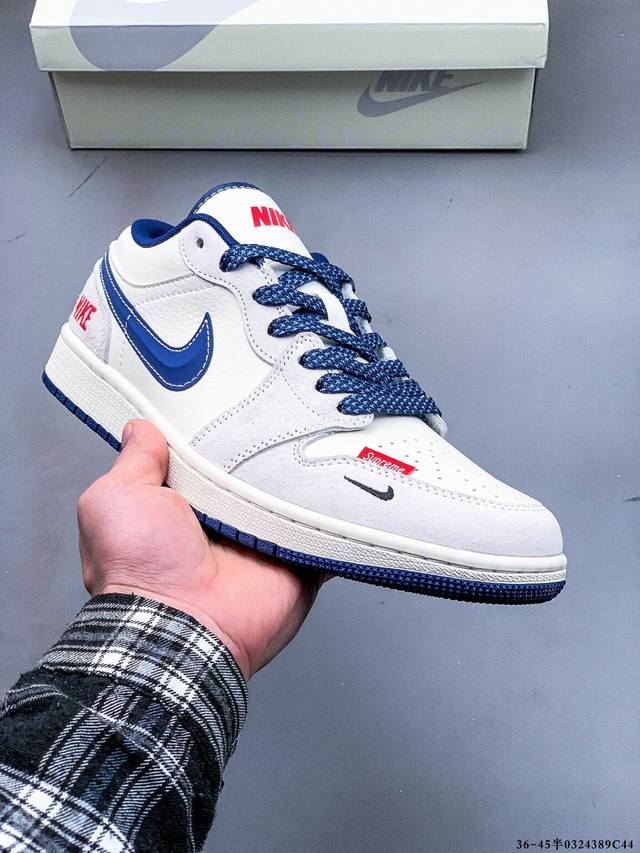300 公司级头层！耐克Nike Air Jordan 1 Low Aj1乔1 低帮潮流缓运动休闲板鞋。Aj1 低帮拼接 完美版型真头层牛皮# 内置缓震气垫 原