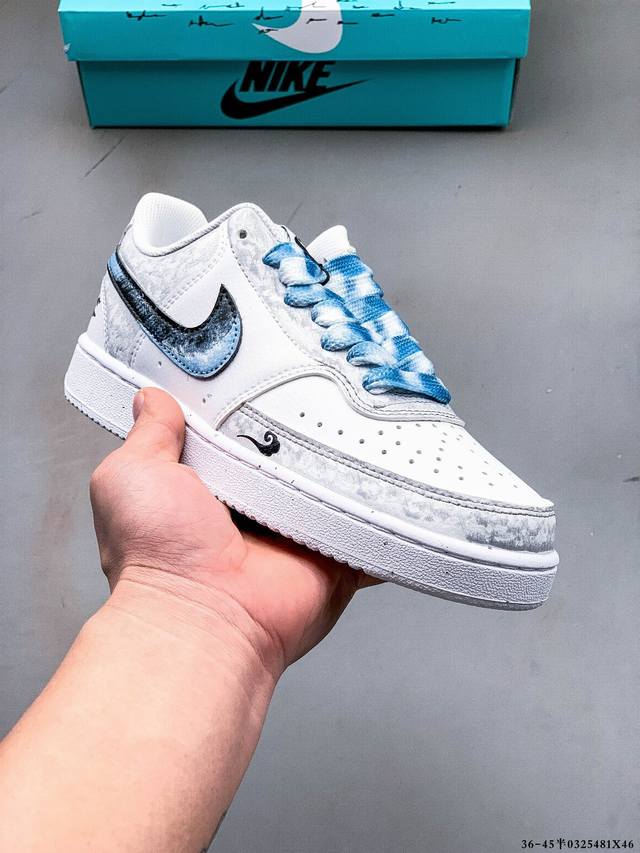310 公司级！Nike Court Vision 1 “镜之魅影”手绘涂鸦定制板鞋 在那幽谧昏暗的房间里，一面古老的镜子静静伫立，镜面斑驳，裂痕交错，镜之魅影