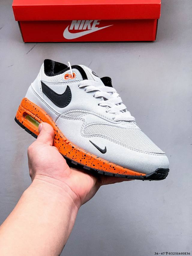 250 顶级纯原版本 头层皮打造市面最强工艺 耐克 Nike Nike Air Max 1/87 限定配色 气垫缓震跑步鞋 0325160H36