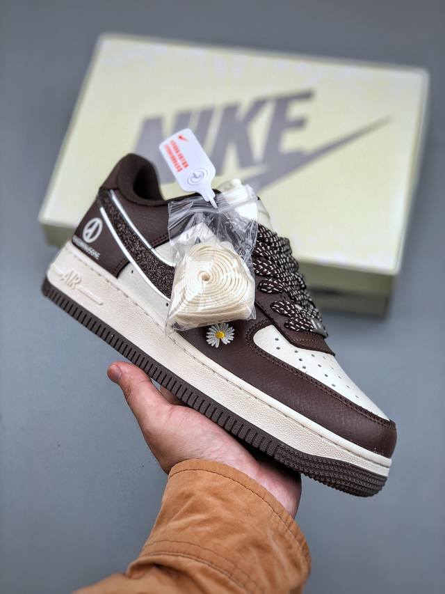 360支持放店 Nike Air Force 1 Low 07 X Peaceminusone 雏菊 米白棕满天星 低帮休闲运动板鞋原楦头原纸板 打造纯正低帮空