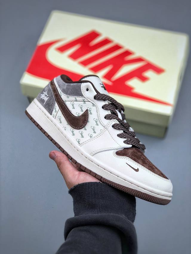 390支持放店 Air Jordan 1 Retro Low X Stussy 白棕小钩满天星官方同步新色 原装级产物拒绝公底 立体鞋型 细节完美 高清洁度 购
