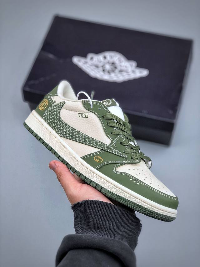 410支持放店 Travis Scott X Fragment Design X Air Jordan 1 Low Og Sp 乔1斯图西联名 米灰鬼脸 低帮文