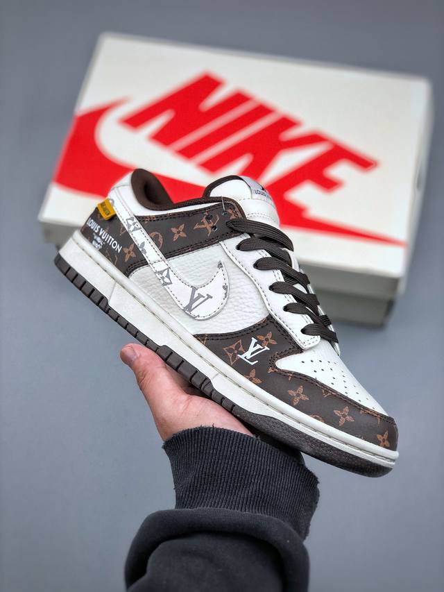 390支持放店 Nike Sb Dunk Low X Louis Vuitton 白棕老花纯原大厂出品 极力推荐原装头层材料 独家版型蒸餾加工帶來的是更好的视觉
