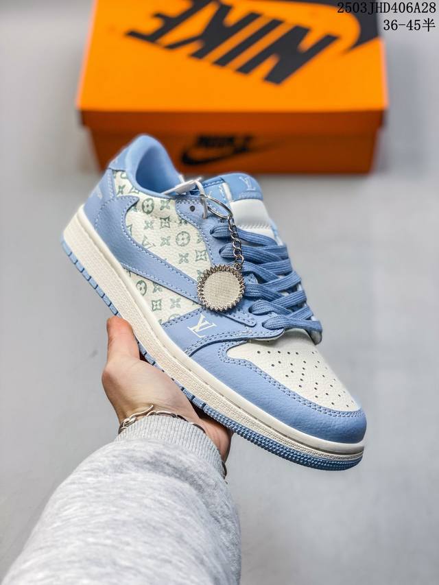 170 travis Scott X Fragment Design X Jordan Air Jordan 1 Low Og Sp “Lv联名——印花大学蓝”