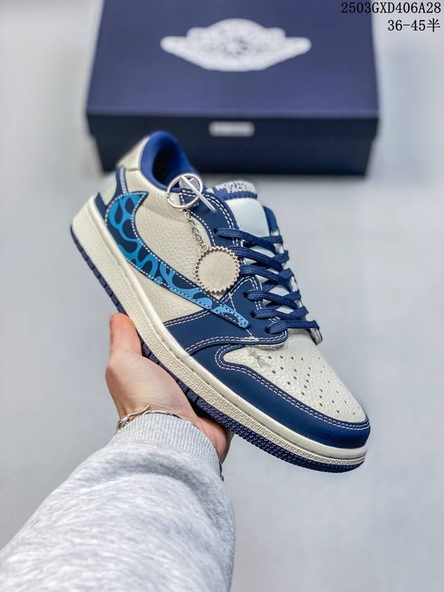 310 海外爆款限量发售！Travis Scott X Fragment Design X Jordan Air Jordan 1 Low Og Sp “北面联