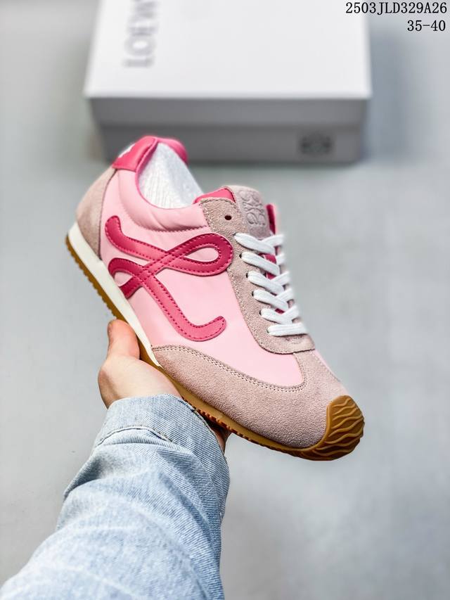 230 配件丢失扣10元 loewe罗意威 Ballet Runner 2.0小牛皮 圆头系带 低帮 生活休闲鞋 罗意威全新版大头运动鞋Ballet Runne