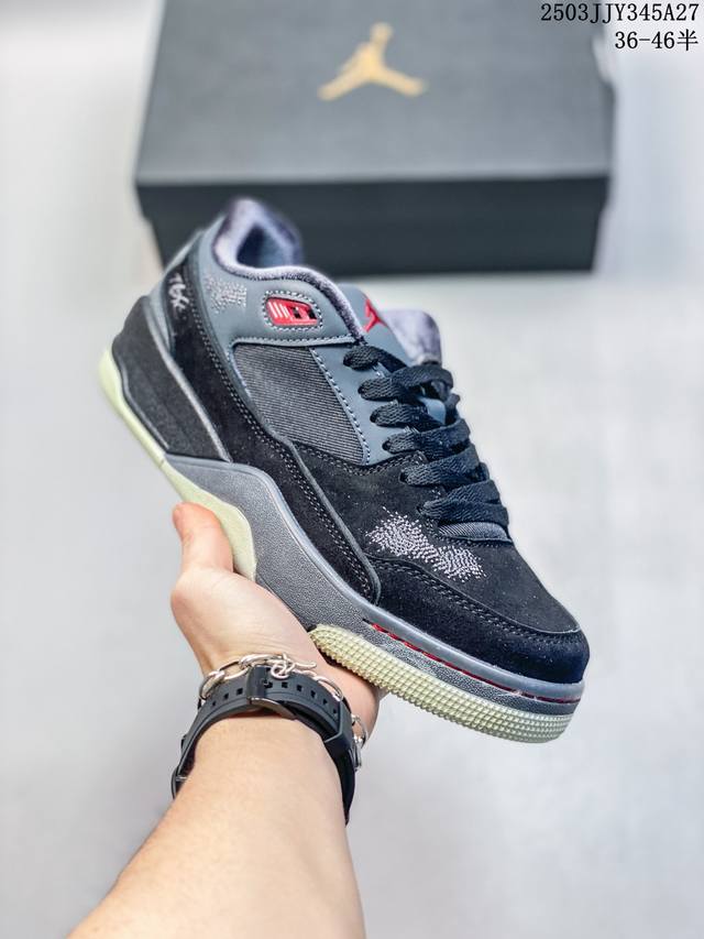 150 jordan/乔丹 原楦开发版型，采用翻毛皮组合粒面牛剖革鞋面材质，缜密定位拉帮及注胶效果，中底Pu内嵌开窗式Air缓震气垫颜值没的说！耐克Nike A