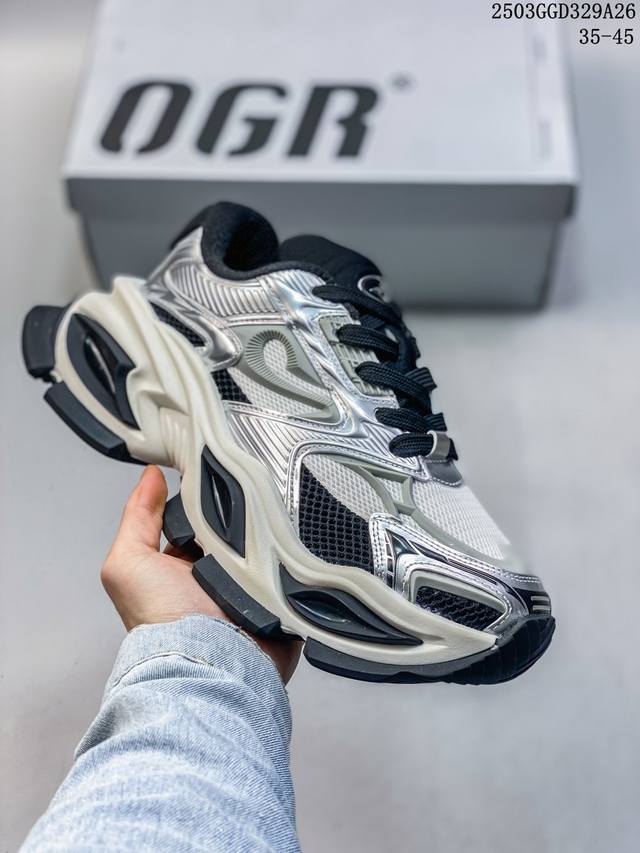 290 公司级 国潮原创潮鞋 ogr 橡胶3D外壳厚底增高时尚老爹鞋 低帮运动鞋 Ogr型玩Gamer-Max机甲板鞋男女面包鞋潮休闲增高鞋 脚感很舒服 #Og