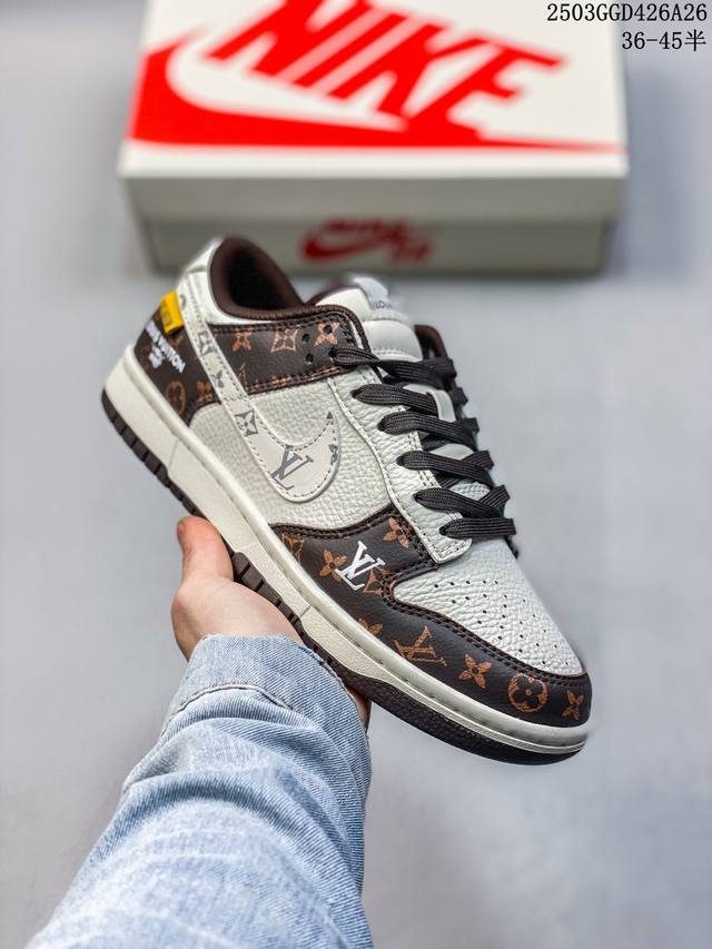 290 海外爆款限量发售！高端定制Nike Sb Dunk Low Lv路易威登联名 -——白棕摩卡印花 高端定制 低帮休闲板鞋 定制鞋盒 大厂纯原品质出货 超