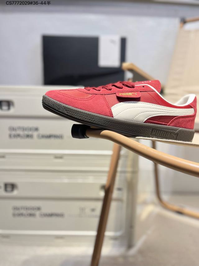 120 puma Palermo Og经典休闲板鞋 彪马 防滑耐磨低帮德训板鞋 孔眼底座和脚趾凸起由绒面革材料制成 支持侧踏时的踏步工作 脚背和侧板采用尼龙网布