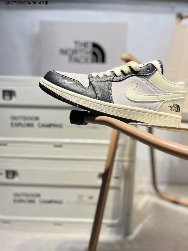 260 定制鞋盒 纯原大厂# 北面 X乔丹Air Jordan 1 Low Aj1低帮系列篮球鞋 官方同步配色 原装级产物 #拒绝公底 立体鞋型 细节完美 高清