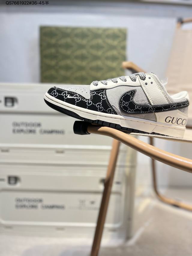 200 海外爆款限量发售！公司级 Nike Sb Dunk Low“古驰联名” 周年高端定制 低帮休闲板鞋 定制鞋盒 大厂纯原品质出货 超高清洁度 皮料切割干净