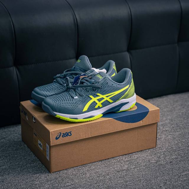 250 核心私 asics Solution Speed Ff 2 蓝绿色亚瑟士轻量速度型网球鞋 Dynawrap 技术可提升稳定性 Flytefoam 科技打