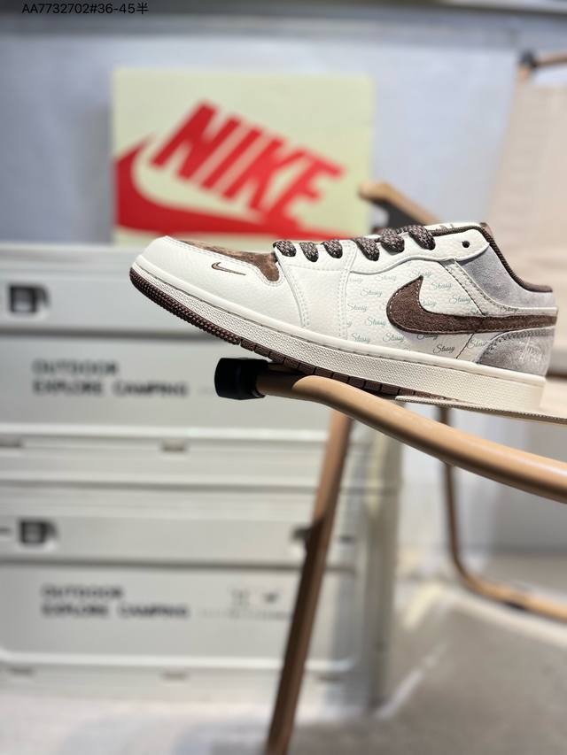 290 公司级头层皮斯图西 X 乔丹Air Jordan 1 Low Aj1低帮系列篮球鞋 官方同步配色 原装级产物 #拒绝公底 立体鞋型 细节完美 高清洁度X