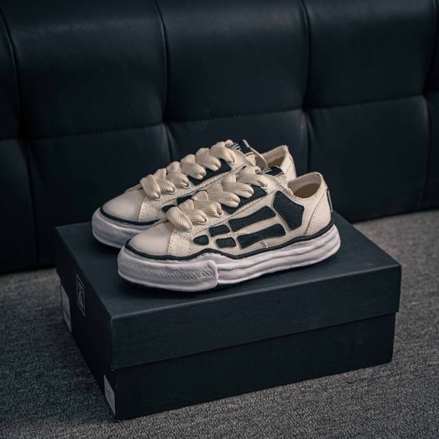 470 核心私 maison Mihara Yasuhiro X Amiri Skel-Top Low 圆头系带 低帮 帆布鞋 张艺兴 王一博 王嘉尔 同款鞋