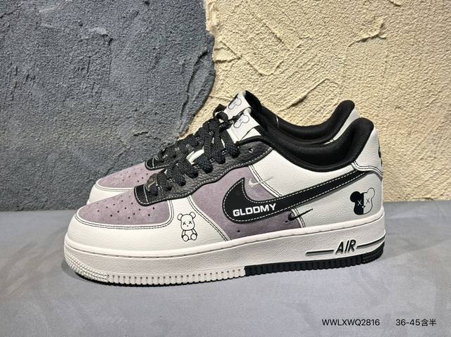 290 #新品上市实拍 海外爆款限量发售！高端定制Nike Air Force 1 '07 Low 暴力熊联名——— 三小钩白黑印花 高端定制 低帮休闲板鞋 定