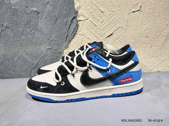 340 耐克 联名 Nike Dunk Low Lthr/Ow 解构绑带滑板鞋 Sb系列经典复古运动鞋。双鞋带系统延续了今年的代表性风格，搭配亮色鞋带，保持了