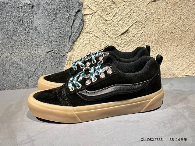 130 vans Knu-Skool Vr3 Lx 面包鞋 黑红拼接低帮复古休闲硫化板鞋 Vn0009Qcknu #肥胖版大Logo Qlldsx2733
