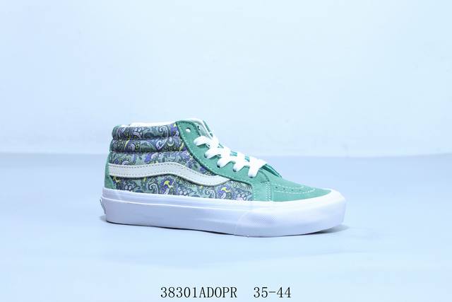 万斯 Pendleton联名Style38绿色格纹高帮休闲板鞋 38301Adopr 35-44