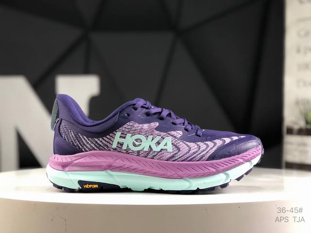 真标带半码Hoka One One Mafate Speed 4 减震防滑耐磨 低帮 跑步鞋 外观时尚大气，鞋底采用耐磨的材质，细致做工，彰显品牌魅力。 鞋头防