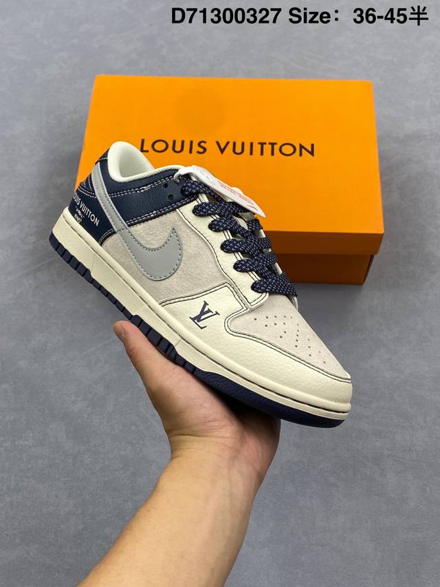 真标 耐克 Nike Dunk Low Retro 运动鞋复古板鞋 路易威登联名，作为 80 年代经典篮球鞋款，起初专为硬木球场打造，后来成为席卷街头的时尚标杆